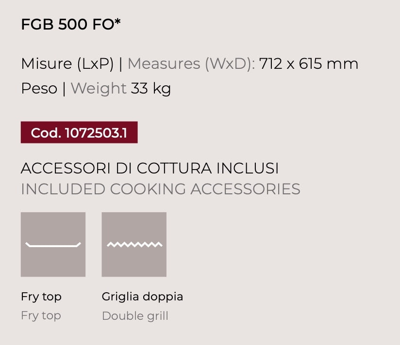 Barbecue Fògher FGB 500 FO da incasso