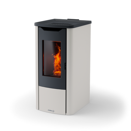 Stufa a pellet Brunale 10 KW di Dielle Stufe, con design moderno e display digitale.