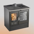 Stufa a legna Klover Star 90 con porta in vetro e design elegante, ideale per riscaldare ambienti domestici.