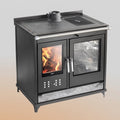 Stufa a legna Klover Star 90 Classic con porta in vetro e design tradizionale, ideale per riscaldare ambienti domestici.