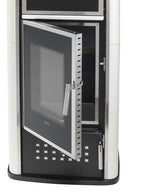 Termostufa a legna Klover BELVEDERE 20s con porta in vetro e finiture eleganti, ideale per riscaldare con stile.