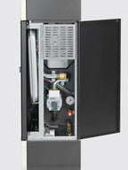 Termostufa a pellet Klover Diva Slim Gres, con design moderno e superficie in gres, visibile in immagine.