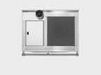 Termostufa a pellet Klover SMART 80 INOX con design in acciaio inox e display digitale, vista frontale e pannello di controllo