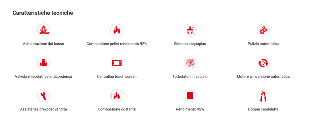 Caldaia a pellet Carinci Eco Power Self Cleaning, vista frontale con display e sistema di pulizia automatica.