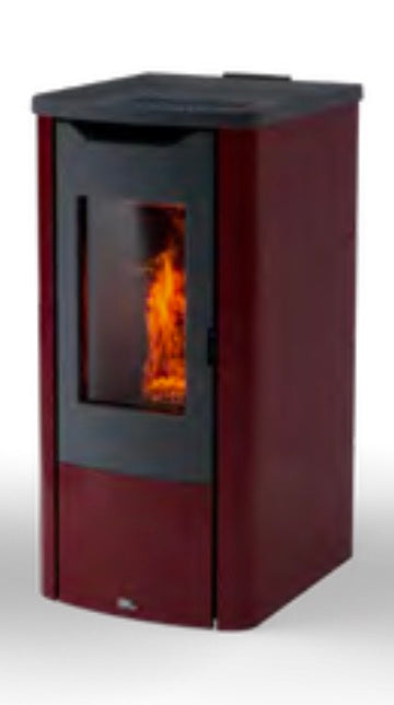 Stufa a pellet Dielle Stufe Brunale 10 KW con display digitale e design moderno, vista frontale dell'elettrodomestico.