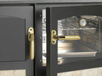 Maniglia della termostufa a legna Storica K-KP con forno di Klover, dettaglio del design elegante e funzionale.