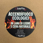 Accendifuoco Bieffe Shop da 1kg, 80 pezzi, accendifuoco pratici e sicuri, visibili in contenitore con pezzi pronti per l'uso.
