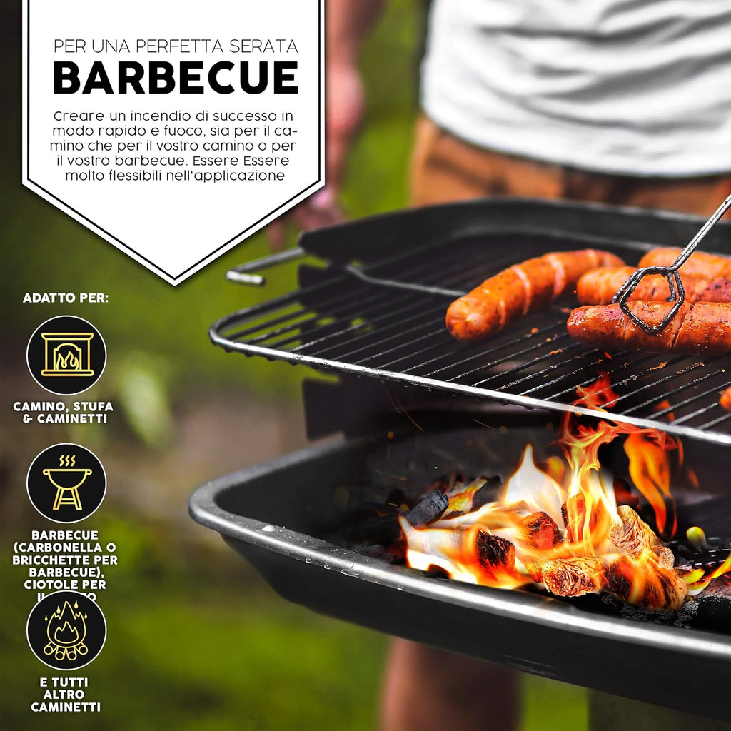 Accendifuoco Bieffe Shop, accendifuoco da 1Kg con 80 pezzi, blocchi di accensione per camino e barbecue, pronta all'uso
