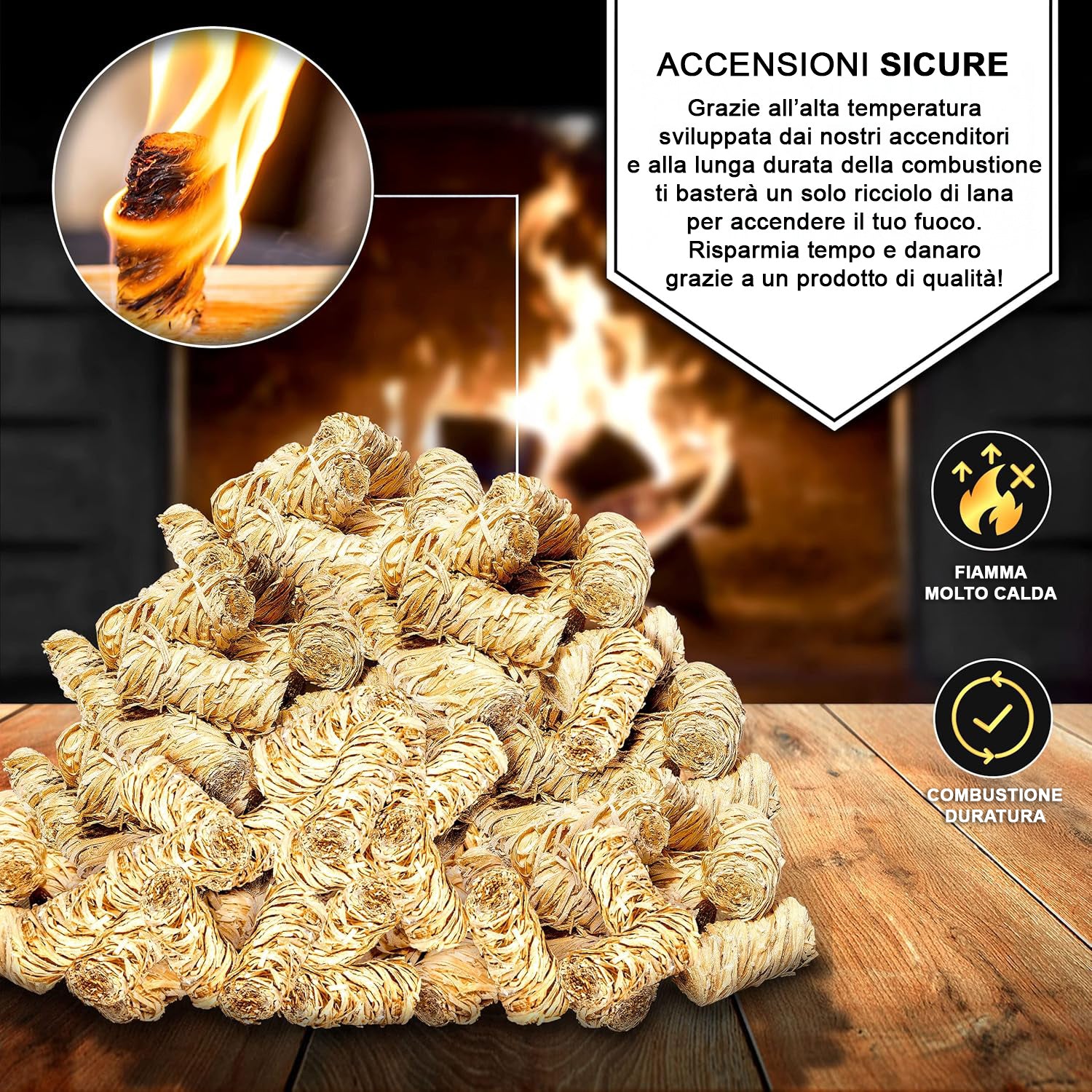 Accendifuoco Bieffe Shop, confezione da 1Kg con 80 pezzi di accendifuoco per barbecue e caminetti