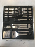 Set di attrezzi per barbecue Bieffe Shop, valigetta con 18 strumenti in inox professionale, accessori per griglia e grill.