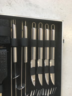 Valigetta con set di 18 attrezzi per barbecue in inox, accessori professionali per grigliate di Bieffe Shop