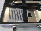 Set di 18 attrezzi per barbecue in acciaio inox in valigetta, accessori professionali per grigliate Bieffe Shop