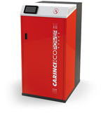 Caldaia a pellet Carinci Eco Power, vista frontale della caldaia per riscaldamento con design compatto e pannello di controllo.