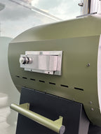 Forno a legna e gas Dielle Stufe Combi con porta in vetro e maniglia, design robusto e funzionale.