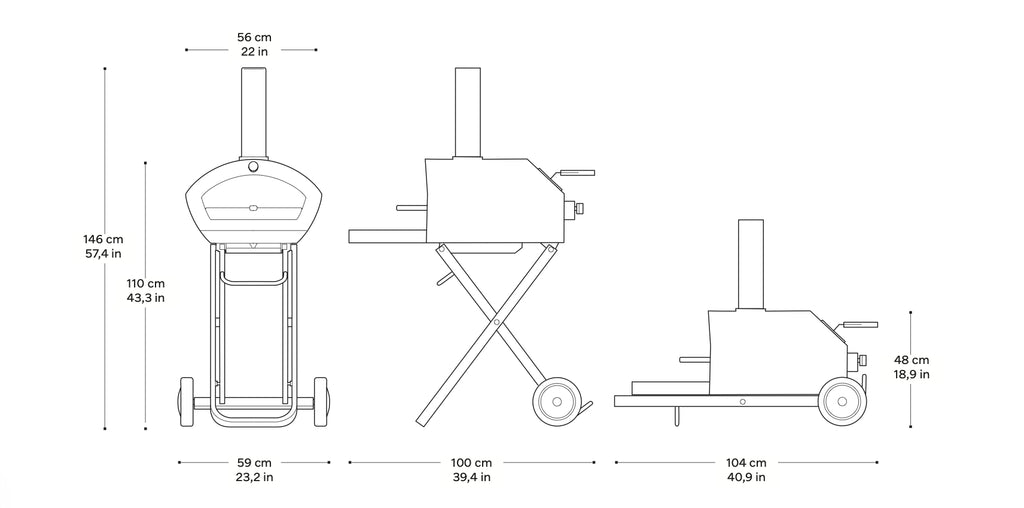 Forno a legna e gas Dielle Stufe Genial, con porta robusta e finiture in acciaio, ideale per cucine esterne e barbecue.