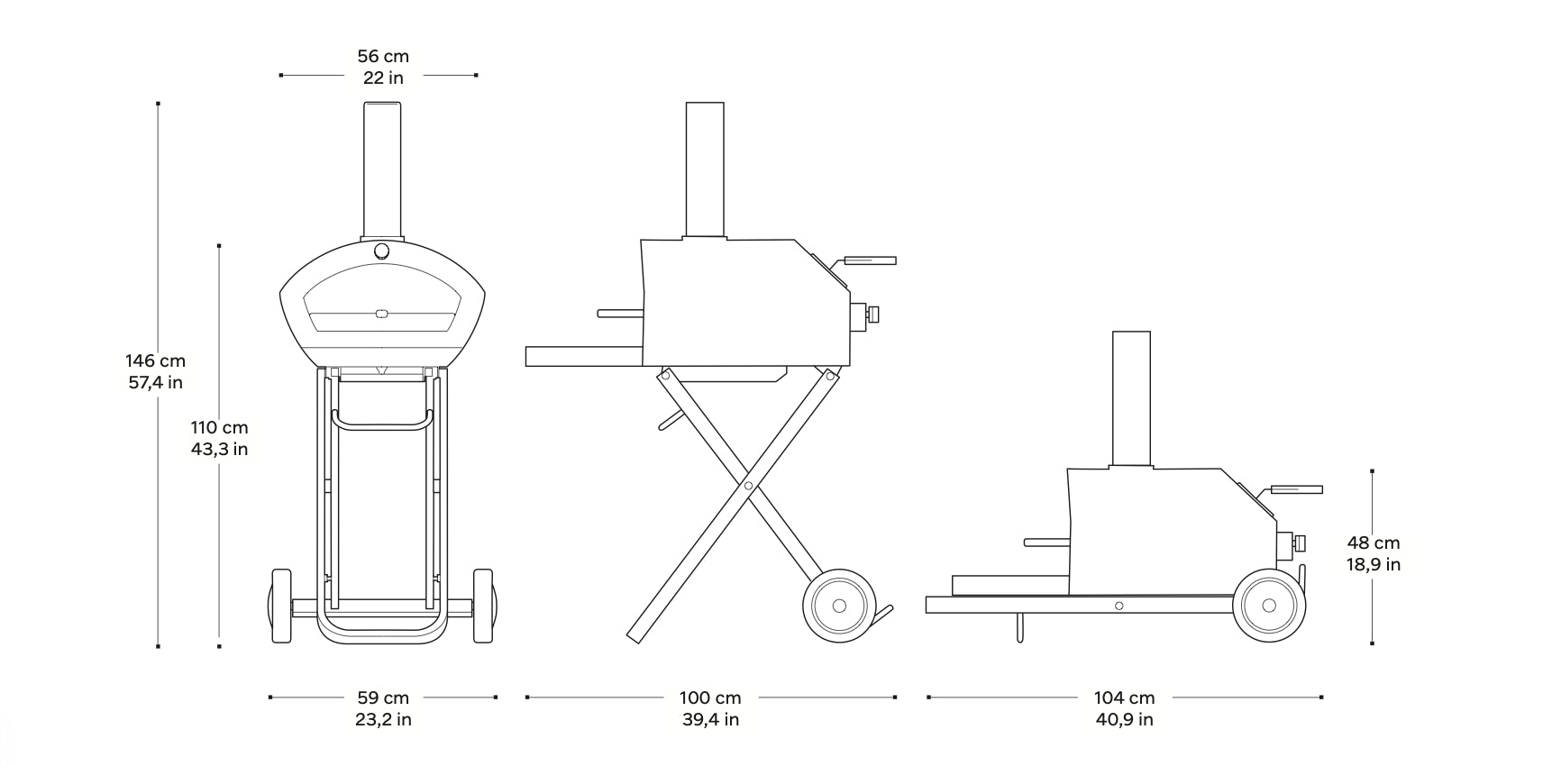 Forno a legna e gas Dielle Stufe Genial, con porta robusta e finiture in acciaio, ideale per cucine esterne e barbecue.
