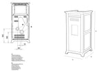 Stufa a pellet Dielle Stufe Ethesia Glass 100 con porta in vetro e design moderno, vista frontale dell’apparecchio.