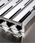 Griglia in acciaio inox Fògher, accessorio per barbecue, con superficie piatta e manico robusto per cottura all'aperto