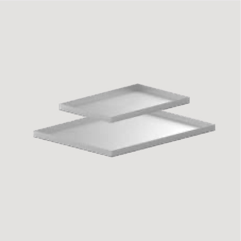 Kit teglie per pane Fògher, accessori per barbecue, in acciaio inox con manici robusti, ideali per cuocere pane e focacce.