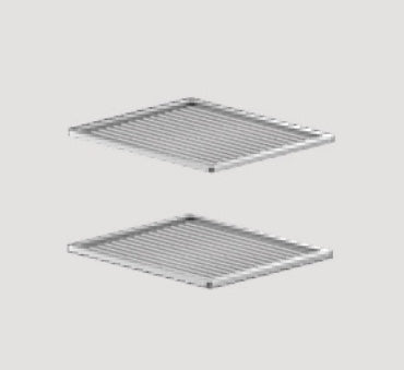 Set di 2 griglie per affumicatore Fògher, accessori per BBQ in acciaio, ideali per affumicare cibi in modo uniforme.