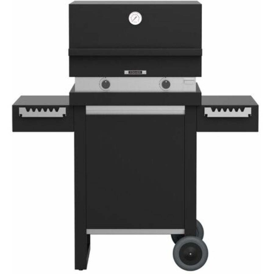 Barbecue a gas Fògher FGA 500 FO con carrello, grill a metano con superficie di cottura ampia e struttura robusta in acciaio.