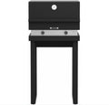 Barbecue a gas Fògher FGA 500 FO con gambe, griglia in acciaio e piano di cottura in metallo, ideale per grigliate all'aperto.
