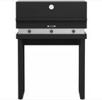 Barbecue a gas Fògher FGA 750 FO con gambe, piano di cottura in metallo e manopole di controllo, ideale per grigliate all'aperto.