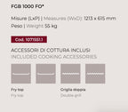 Barbecue a gas Fògher FGB 1000 FO da incasso, con piani di cottura in acciaio e bruciatori robusti, ideale per esterni.