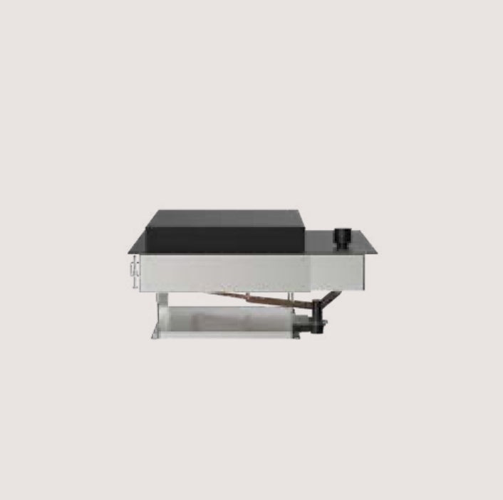 Barbecue a gas Fògher FGB 250 da incasso con piani di cottura in acciaio e griglia, ideale per cucinare all'aperto.