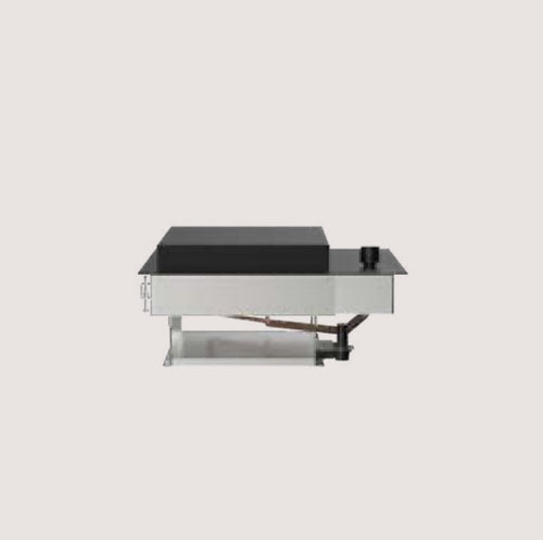 Barbecue a gas Fògher FGB 250 da incasso con piani di cottura in acciaio e griglia, ideale per cucinare all'aperto.