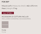 Barbecue a gas Fògher FGB 250 da incasso, con griglia in acciaio e piano di cottura, ideale per cucina all'aperto.