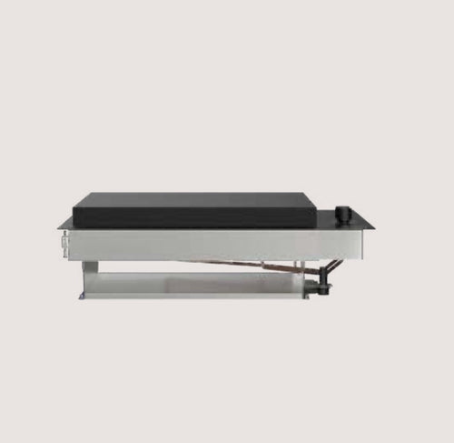 Barbecue a gas Fògher FGB 500 da incasso, con piani di cottura e controlli, ideale per cucina esterna moderna.