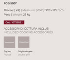 Barbecue a gas Fògher FGB 500 da incasso con piastra e bruciatori, ideale per cucinare all'aperto in cucina.