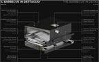 Barbecue a gas Fògher FGB 750 FO da incasso con piani di cottura e griglie in acciaio, ideale per cucina esterna.