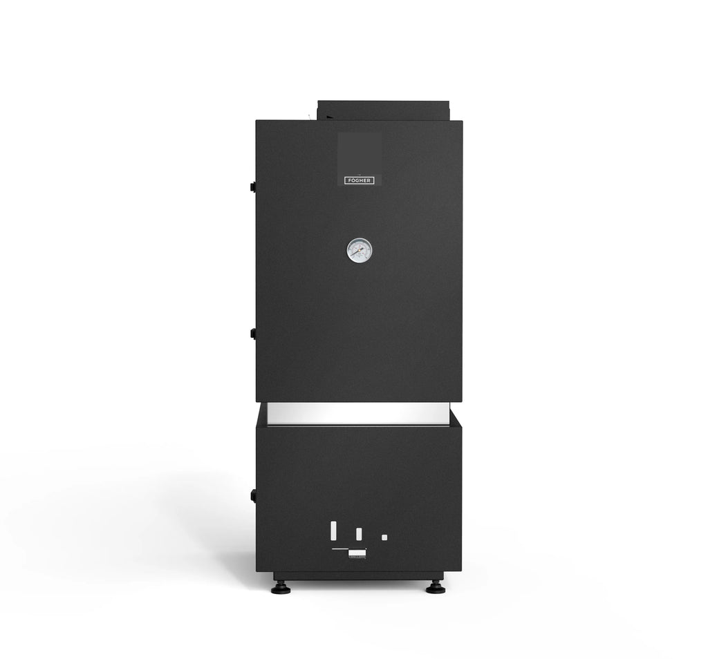Affumicatore Fògher WS 450, barbecue a legna in acciaio inox con coperchio e griglia per grigliate all'aperto.