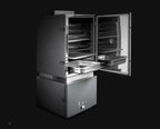 Affumicatore Fògher WS 450, barbecue a legna in acciaio con coperchio e manici, ideale per cotture all'aperto.