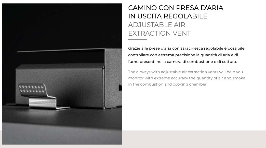 Barbecue a legna Fògher WS 450 con affumicatore integrato, struttura robusta in acciaio per cotture all'aperto.