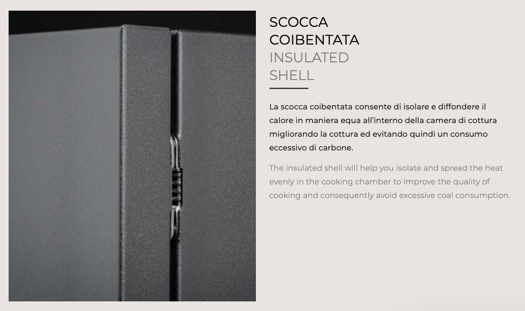 Affumicatore Fògher WS 450, barbecue a legna in acciaio con coperchio e manici, ideale per cotture all'aperto e affumicature
