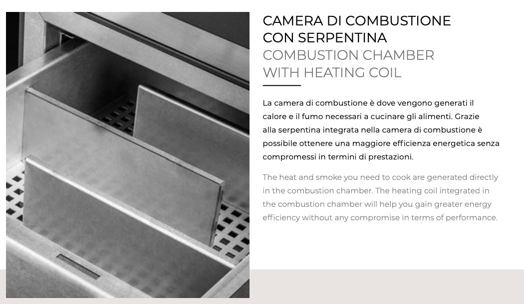 Affumicatore Fògher WS 450, barbecue a legna in acciaio con manico e coperchio, ideale per cotture a carbone naturale.