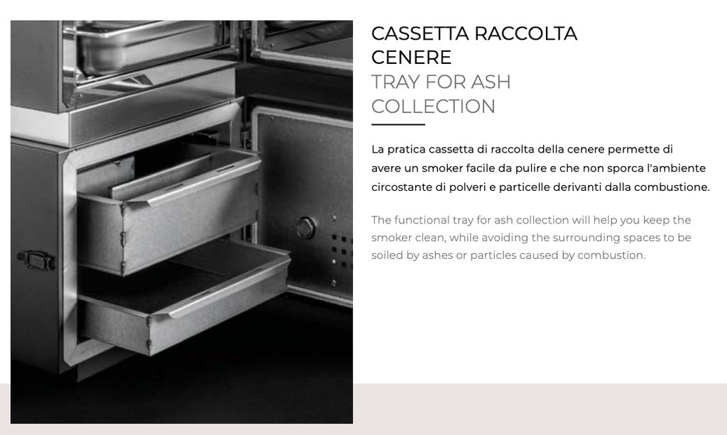 Affumicatore Fògher WS 450, barbecue a legna in acciaio, con coperchio e manici, ideale per cotture all'aperto e affumicature