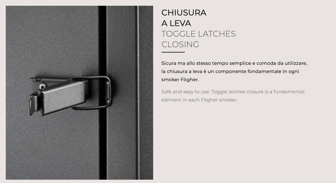 Affumicatore Fògher WS 450, barbecue a legna in acciaio, con coperchio e griglia per cottura all'aperto.