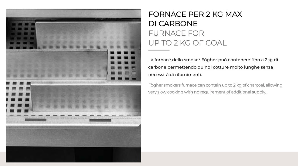 Affumicatore Fògher WS 450, barbecue a legna in acciaio con coperchio e maniglie, ideale per cotture all'aperto.