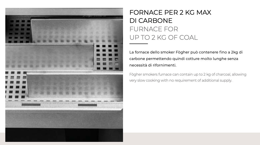 Affumicatore Fògher WS 450, barbecue a legna in acciaio con coperchio e maniglie, ideale per cotture all'aperto.
