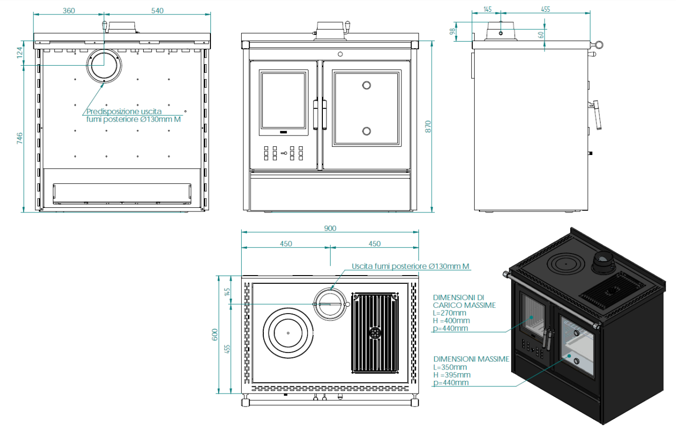 Stufa a legna Klover Star 90 con porta in vetro e design moderno, ideale per riscaldare ambienti domestici.