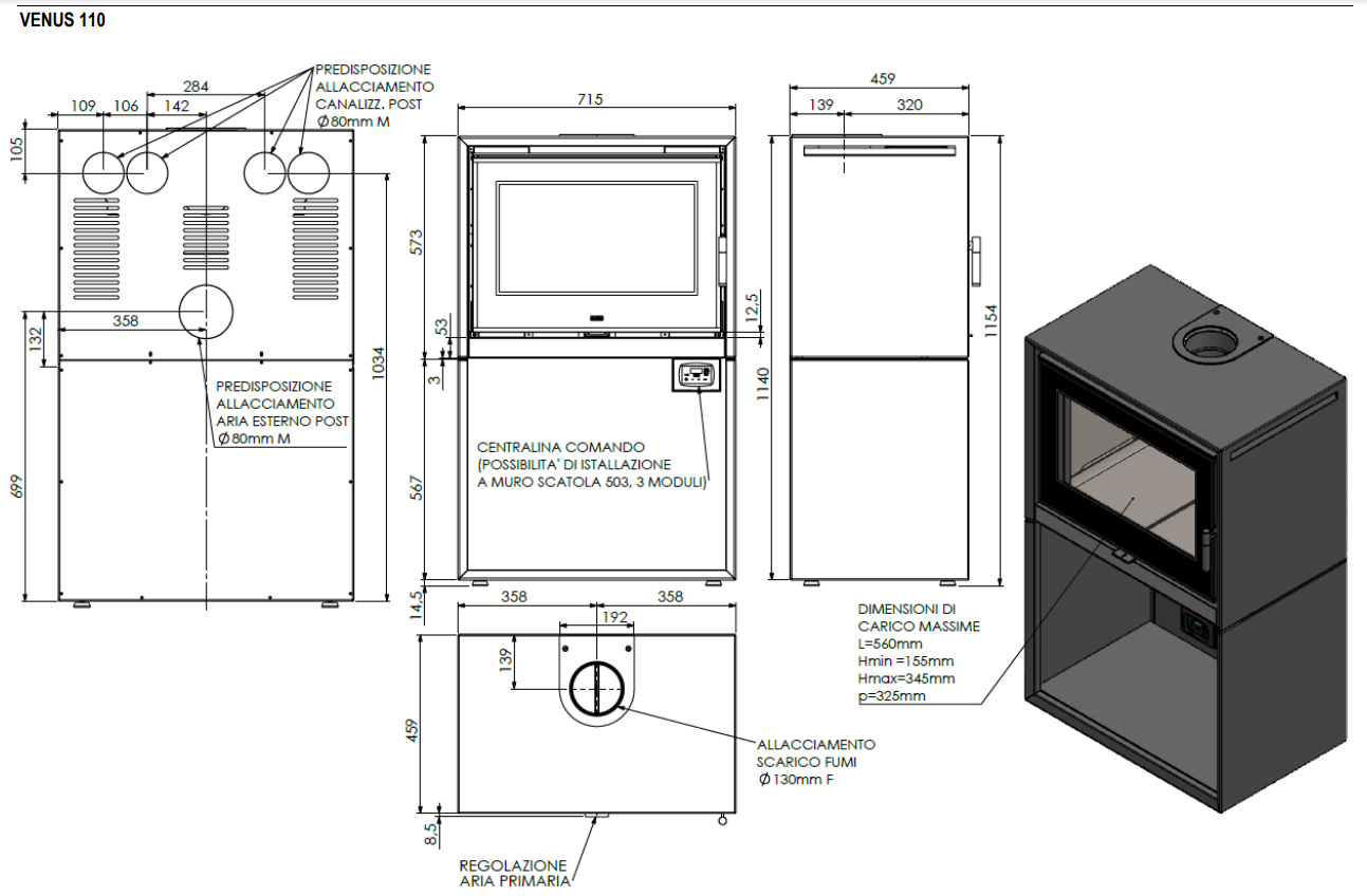 Stufa a legna Klover Venus con porta in vetro e design moderno, ideale per riscaldare con stile.
