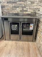 Termostufa a legna Klover Altea Storica in inox con vetro, design elegante e resistente, ideale per riscaldamento domestico.