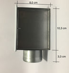 Bocchetta Piazzetta con raccordo inferiore, accessorio e ricambio per stufe e camini Piazzetta, visibile in primo piano.