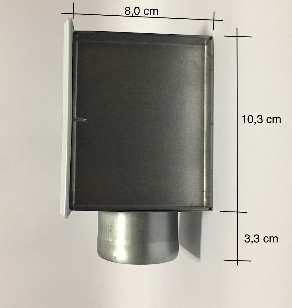 Bocchetta Piazzetta con raccordo inferiore, accessorio e ricambio per stufe e camini Piazzetta, visibile in primo piano.