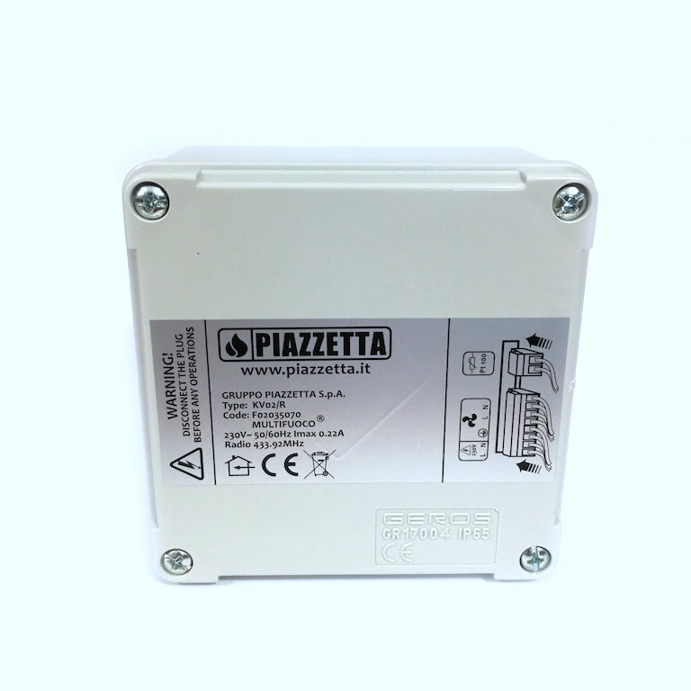 Centralina Multifuoco System Piazzetta, accessori e ricambi 2023, vista frontale con pulsanti e display digitale.