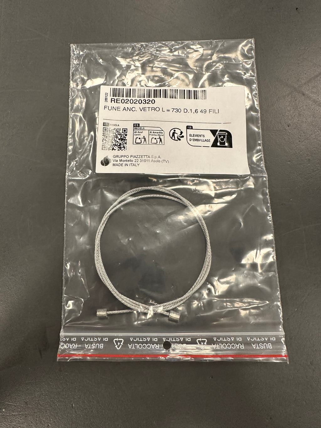 Cordino Piazzetta da 730mm per accessori e ricambi, in corda resistente, prodotto originale Piazzetta.